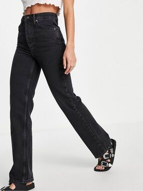 Topshop Hourglass Kort High Rise Charcoal Straight-Leg Jeans